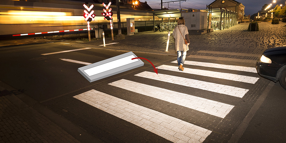 Reflecterende zebrapadelementen voor meer voetgangersveiligheid