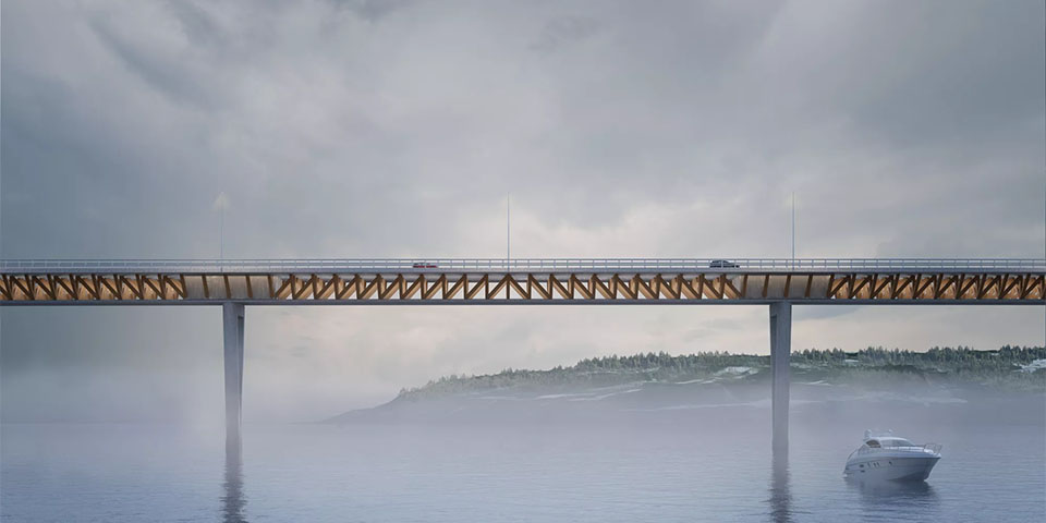 Noorwegen: Contract toegekend voor volgende stap in realisatie langste brug ter wereld met dragende houtstructuur